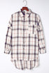 White Oversized Plaid Pattern Shacket With Slits